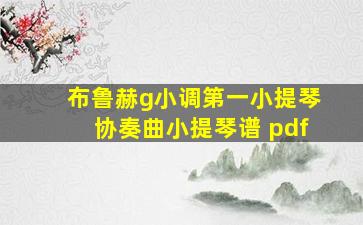 布鲁赫g小调第一小提琴协奏曲小提琴谱 pdf